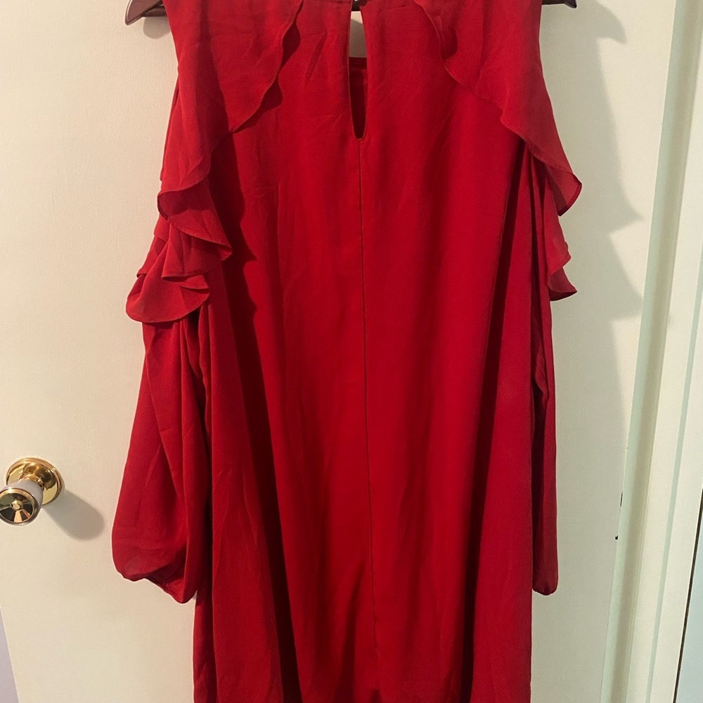 Reitmans Red Long Sleeve Dress with Ruffles - Picture 2 of 5